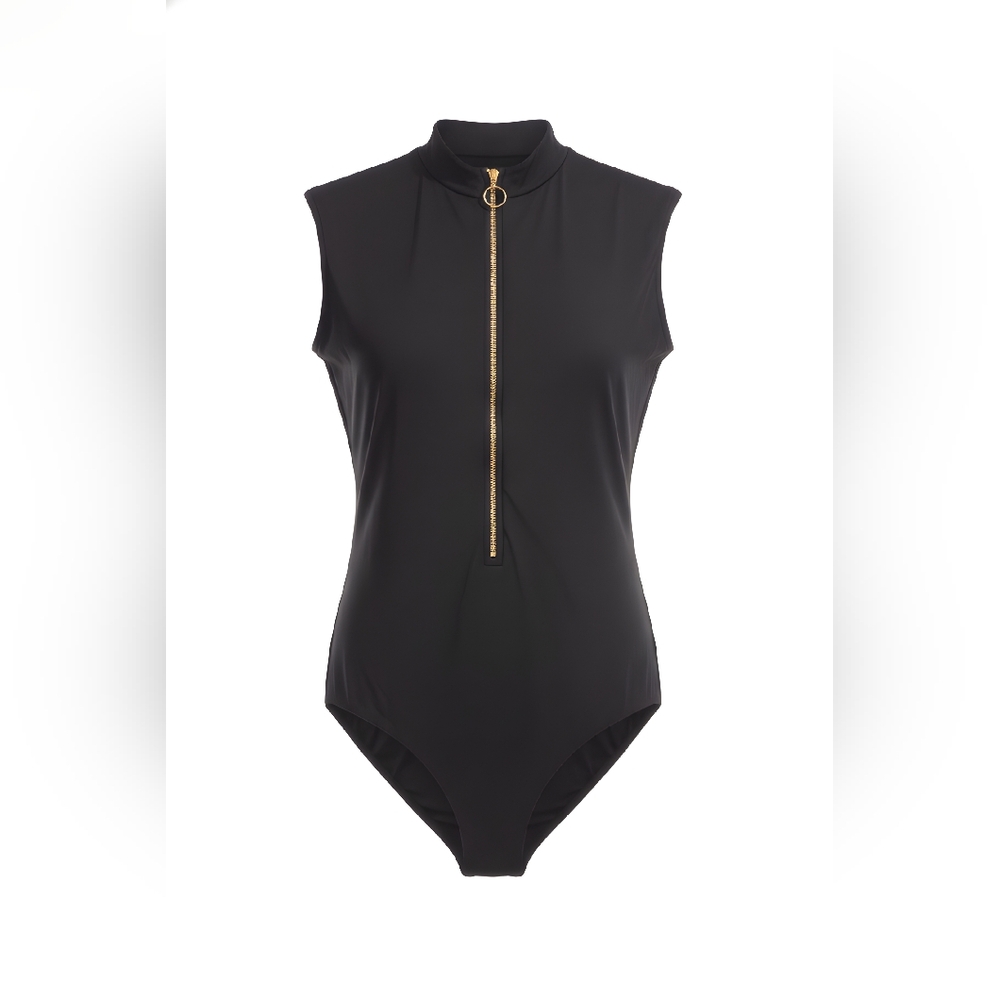 Nordstrom Black One-Piece Swimsuit with Gold Zipper